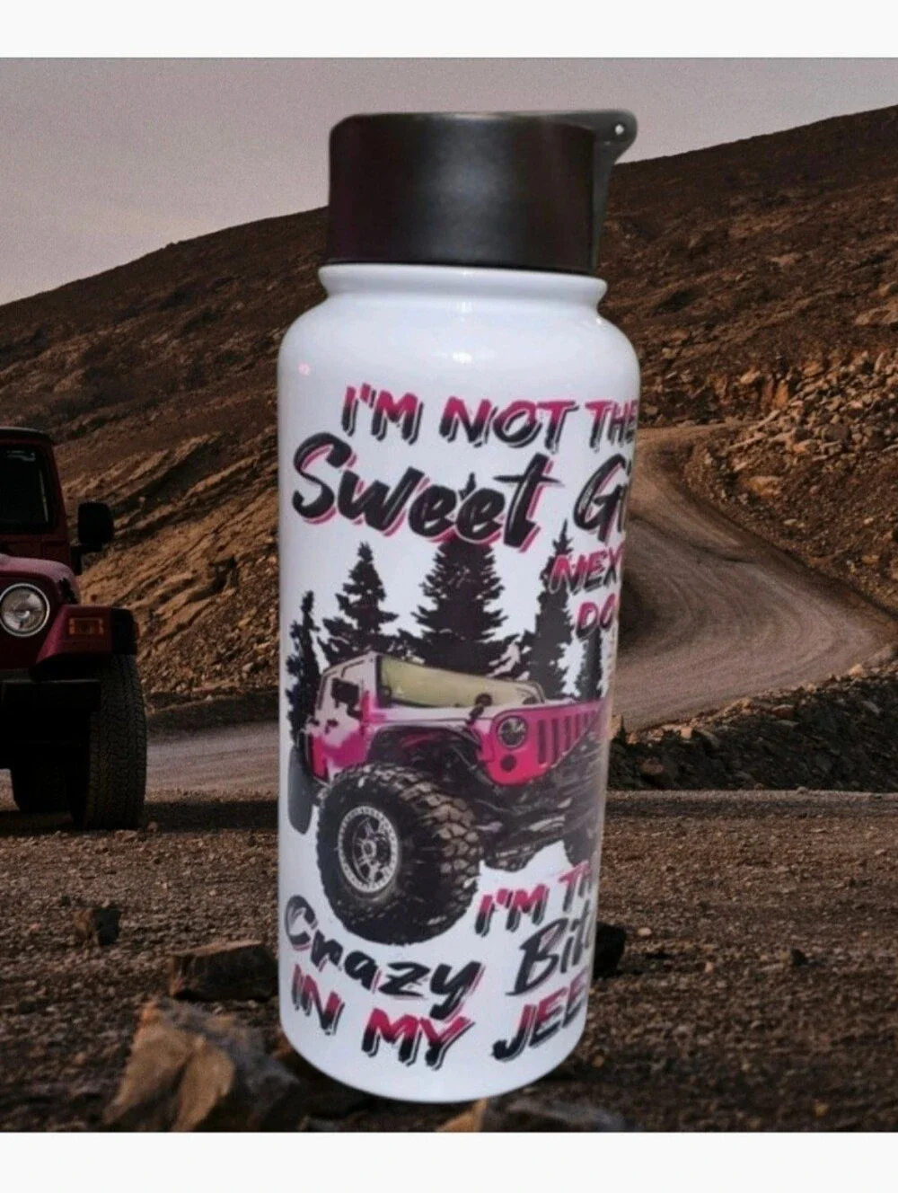 I'M THE Crazy BI*** IN MY JEEP 32oz Hydro Handle Bottle Tumbler 💜sale